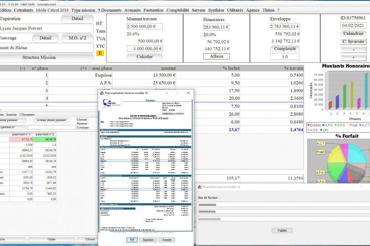 Amélioration du modèle 14 de facture dans le logiciel de facturation des honoraires de Maîtrise d'Oeuvre Médicis 23.04