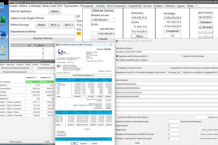amélioration du modèle 11B de facture du logiciel de facturation des honoraires de maîtrise d'oeuvre Médicis Mac et PC v25.29