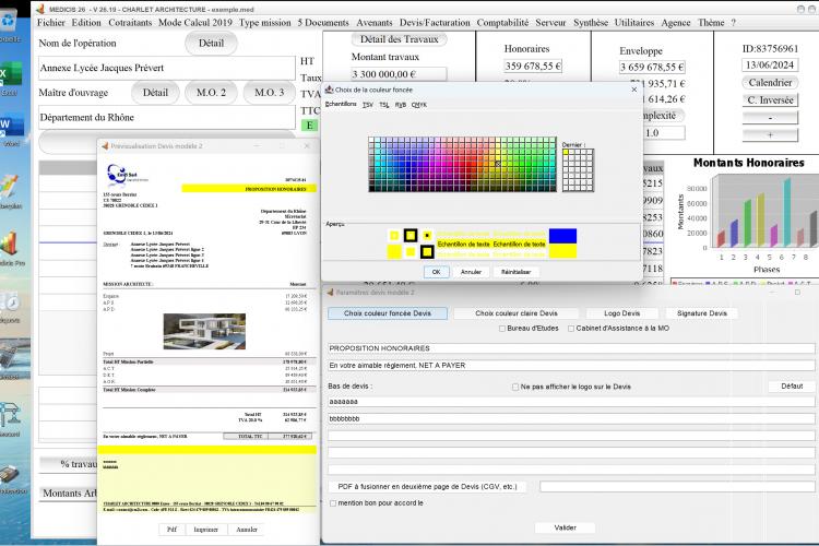 amélioration du modèle 2 de devis du logiciel de gestion d'honoraires Architecte Médicis Mac et PC v26.19