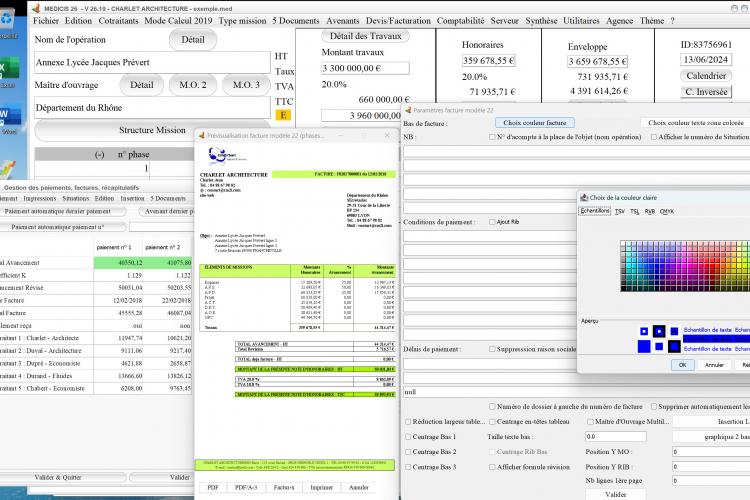 amélioration du modèle 22 de facture du logiciel de facturation d'honoraires Architecte Médicis Mac et PC v26.19