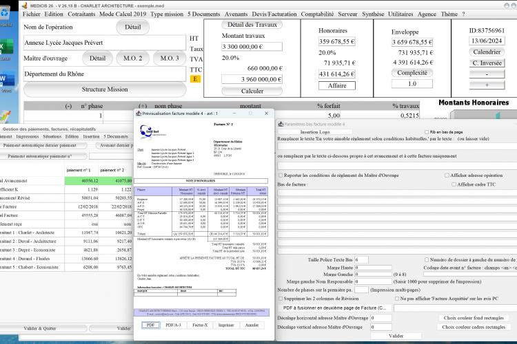 amélioration de la numérotation automatique du modeèle 4 de facture du logiciel de facturation d'honoraires Architecte Médicis Mac et PC v2618