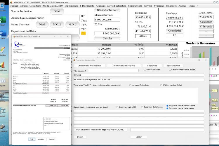 amélioration de la présentation du modèle 1 de devis du logiciel de gestion d'honoraires Architecte Médicis Mac et PC v26.25