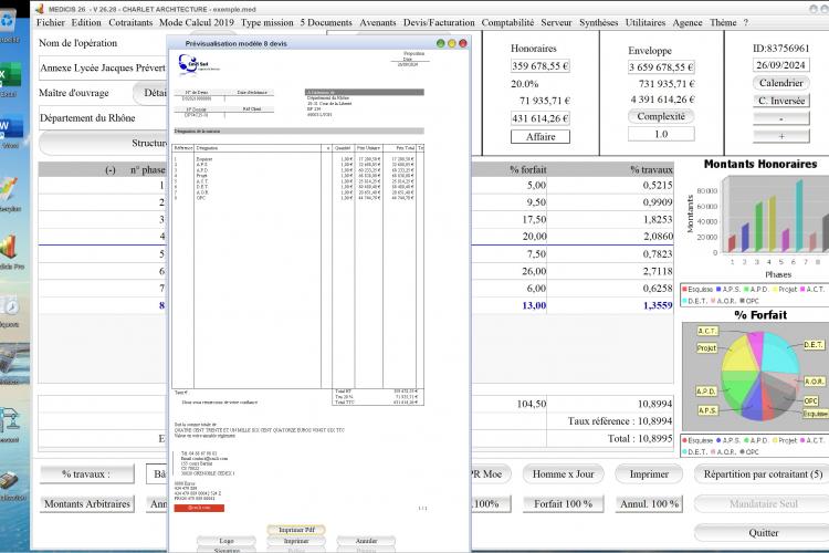 nouvelle possibilité de renommer modèle 8 de devis du logiciel de proposition d'honoraires Architecte Médicis Mac et PC v26.28