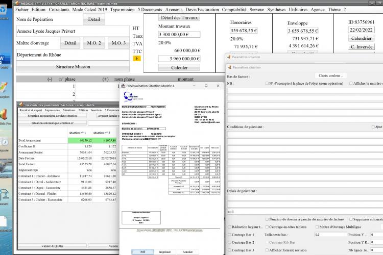 Capture du logiciel Médicis Mac et PC version 27.14 montrant les améliorations du modèle 4 des situations pour la maîtrise d’œuvre